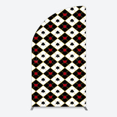 Lofaris Black White Rhombus Poker Birthday Half Moon Arch Backdrop