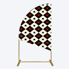 Lofaris Black White Rhombus Poker Birthday Half Moon Arch Backdrop