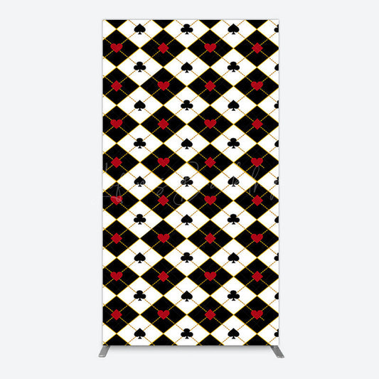 Lofaris Black White Rhombus Poker Birthday Rectangle Backdrop