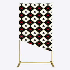 Lofaris Black White Rhombus Poker Birthday Rectangle Backdrop