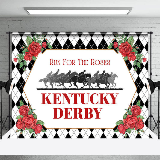 Lofaris Black White Run For The Roses Kentucky Derby Backdrop