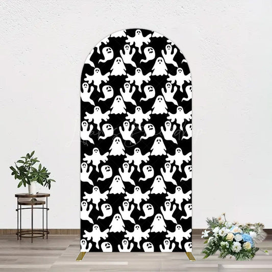 Lofaris Black White Scary Halloween Ghosts Arch Backdrop