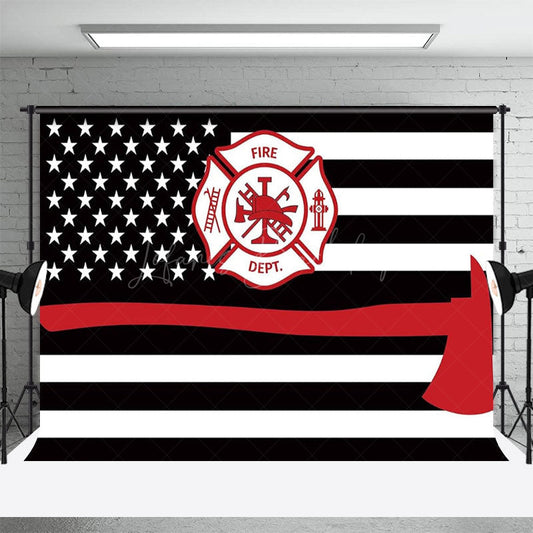 Lofaris Black White Stripe Usa Flag Firefighter Backdrop