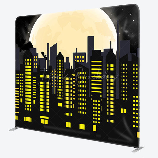 Lofaris Black Yellow City Moon Bat Pillow Cover Backdrop