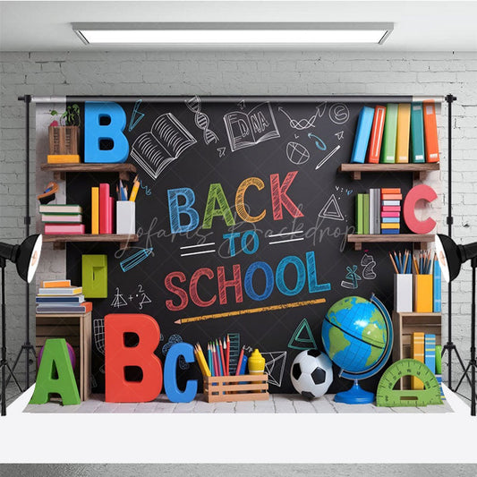Lofaris Blackboard Bookshelf Welcome Back To School Backdrop