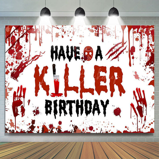 Lofaris Bloody Handprints Killer Halloween Birthday Backdrop