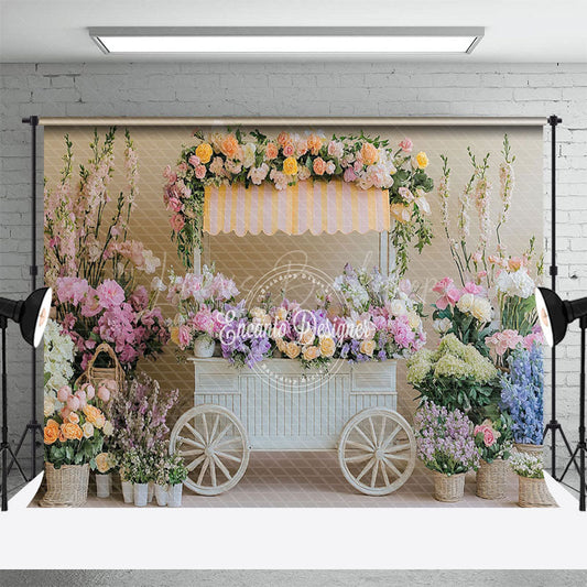 Lofaris Blooming Floral Trolley Spring Vibe Photo Backdrop