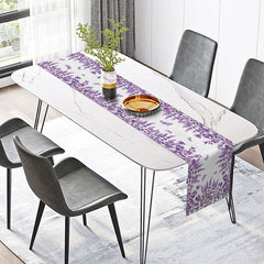 Lofaris Blooming Lavender and Butterfly Table Runner Purple Floral Insect Decor Spring Garden Party Kitchen Linen