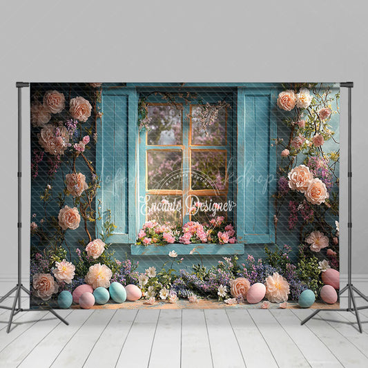Lofaris Blooming Rose Blue Window Color Eggs Easter Backdrop