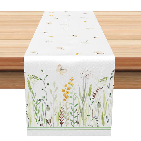Lofaris Blooming Spring Floral Table Runner with Butterflies Whimsical Garden Vibe Easter or Girls Birthday Party Decor