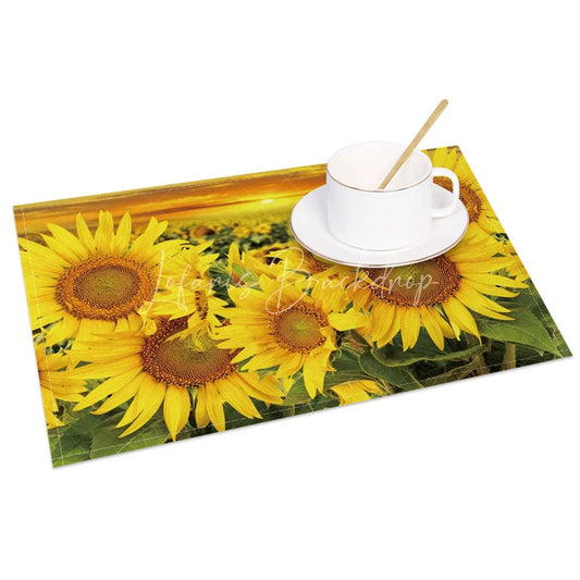 Lofaris Blooming Yellow Sunflowers Pattern Set of 4 Placemats for Summer Fall and Farmhouse Kitchen Decor