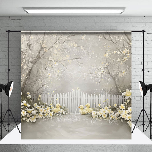 Lofaris Blossom Sand Ducklings Fence Spring Photo Backdrop