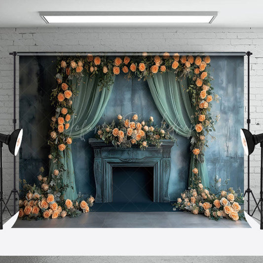 Lofaris Blue Abstract Wall Floral Greenery Wedding Backdrop