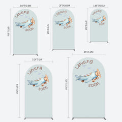 Lofaris Blue Airplane Landing Soon Baby Shower Arch Backdrop