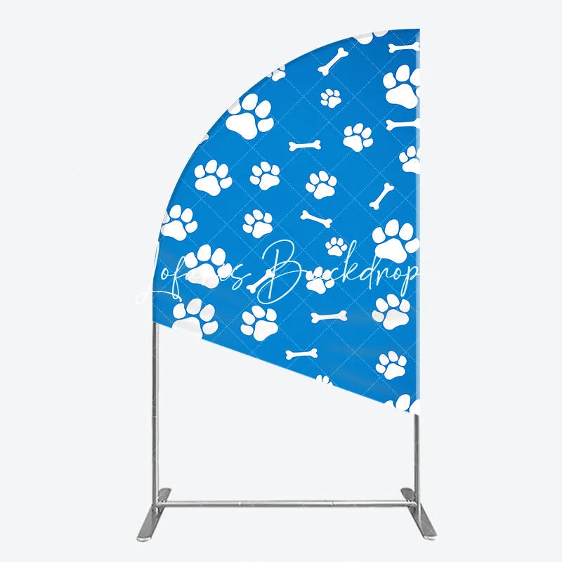 Lofaris Blue and White Dog Paw Prints Bones Half Moon Arch Backdrop Pet Theme Birthday Party Decor