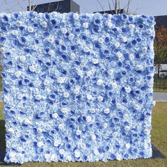 Lofaris Blue and White Roses Hydrangeas Artificial Flower Wall Elegant Wedding Baby Shower Party Decor