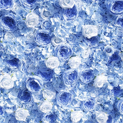 Lofaris Blue and White Roses Hydrangeas Artificial Flower Wall Elegant Wedding Baby Shower Party Decor