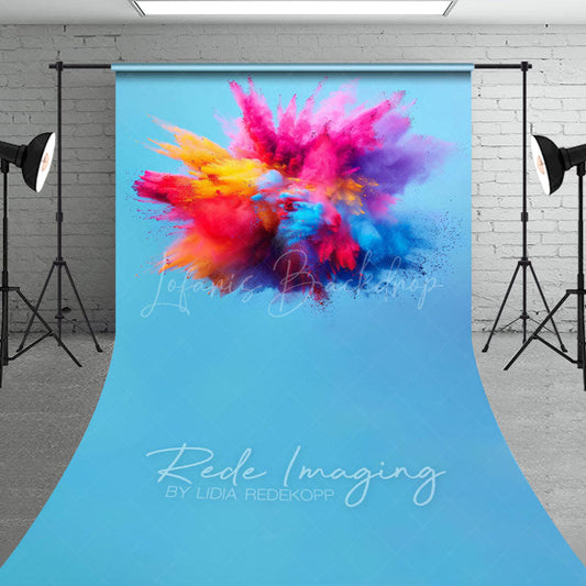 Lofaris Blue Artistic Colorful Powder Burst Sweep Backdrop