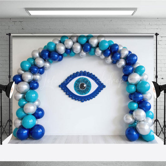 Lofaris Blue Balloon Arch Evil Eye Wall Photo Backdrop