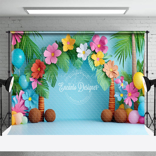 Lofaris Blue Beach Tropical Summer Photography Backdrop