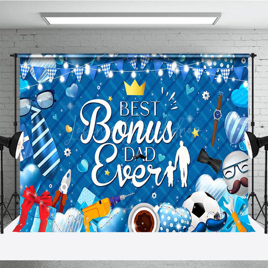 Lofaris Blue Best Bonus Dad Ever Happy Fathers Day Backdrop