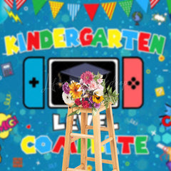 Lofaris Blue Black Balloons Game Kindergarten Grad Backdrop