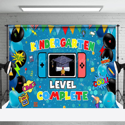 Lofaris Blue Black Balloons Game Kindergarten Grad Backdrop