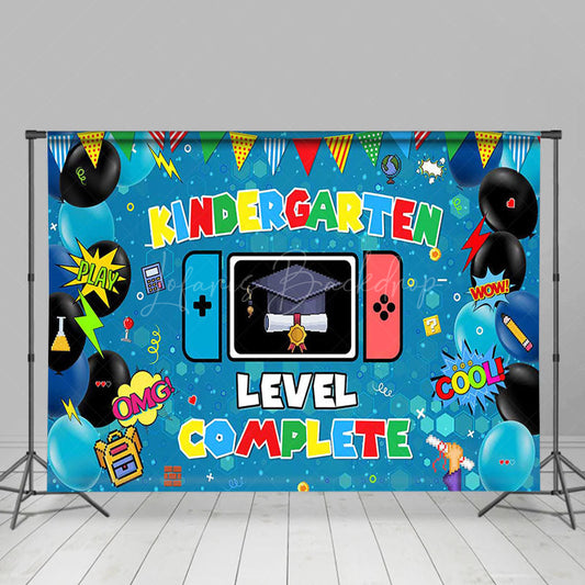 Lofaris Blue Black Balloons Game Kindergarten Grad Backdrop