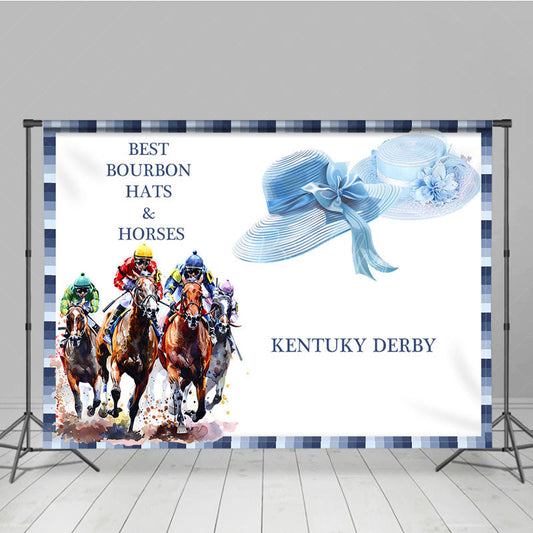 Lofaris Blue Bourbon Hats Horses Kentucky Derby Backdrop
