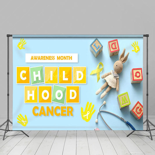 Lofaris Blue Bunny Childhood Cancer Awareness Month Backdrop
