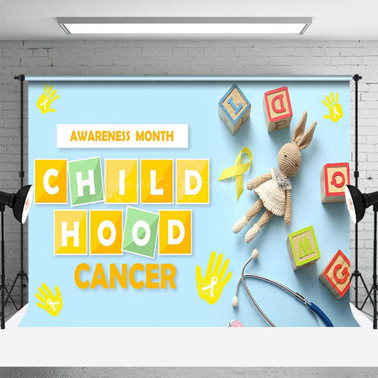 Lofaris Blue Bunny Childhood Cancer Awareness Month Backdrop