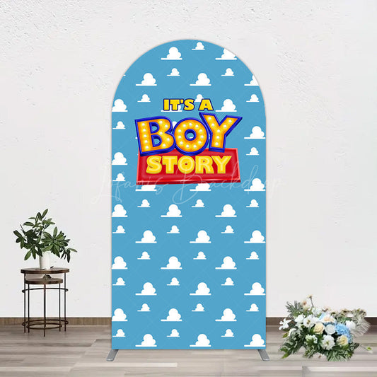Lofaris Blue Cloud Its A Boy Story Baby Shower Arch Backdrop