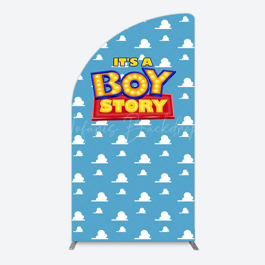 Lofaris Blue Cloud Its A Boy Story Baby Shower Half Moon Arch Backdrop