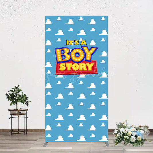 Lofaris Blue Cloud Its A Boy Story Baby Shower Rectangle Backdrop