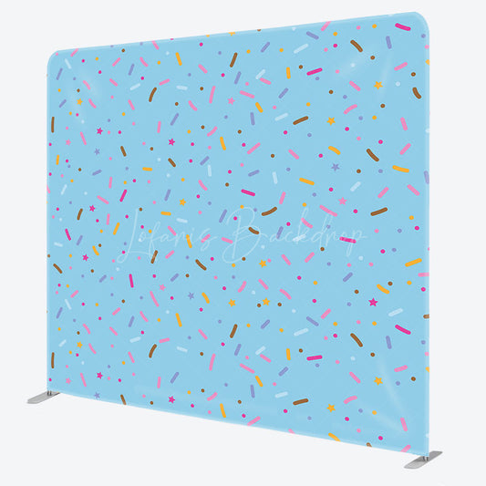 Lofaris Blue Colorful Candy Stars Square Tension Backdrop