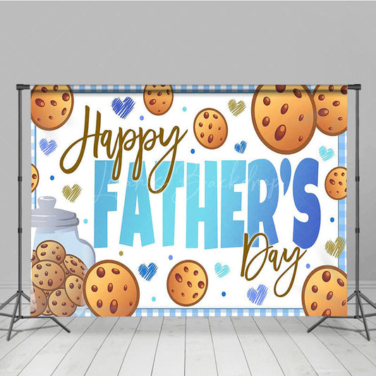 Lofaris Blue Cookie Hearts Plaid Happy Fathers Day Backdrop