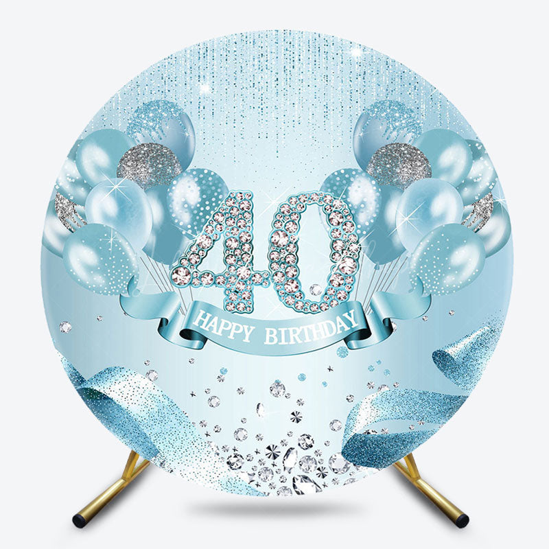 Lofaris Blue Diamonds Balloon Round 40th Birthday Backdrop