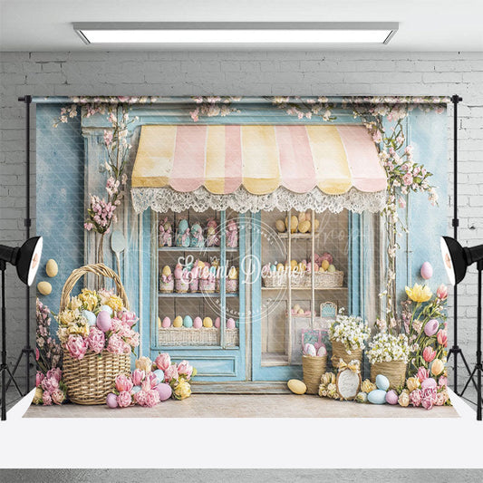 Lofaris Blue Egg Boutique Colorful Floral Easter Backdrop