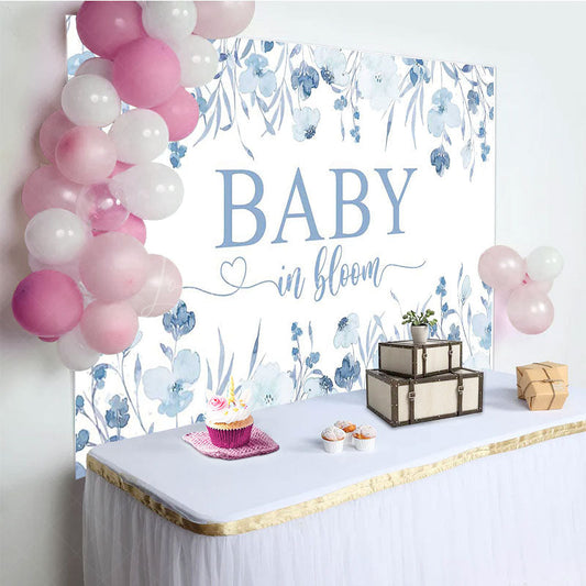 Lofaris Blue Floral Baby In Bloom Gender Reveal Backdrop