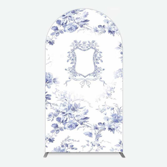 Lofaris Blue Floral Bow Frame Bridal Shower Arch Backdrop