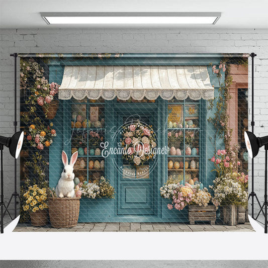 Lofaris Blue Floral Eggs Boutique Easter Backdrop For Photo
