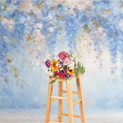 Lofaris Blue Floral Photography Backdrop Painterly Abstract Wisteria Wall Fine Art Texture Portrait Background