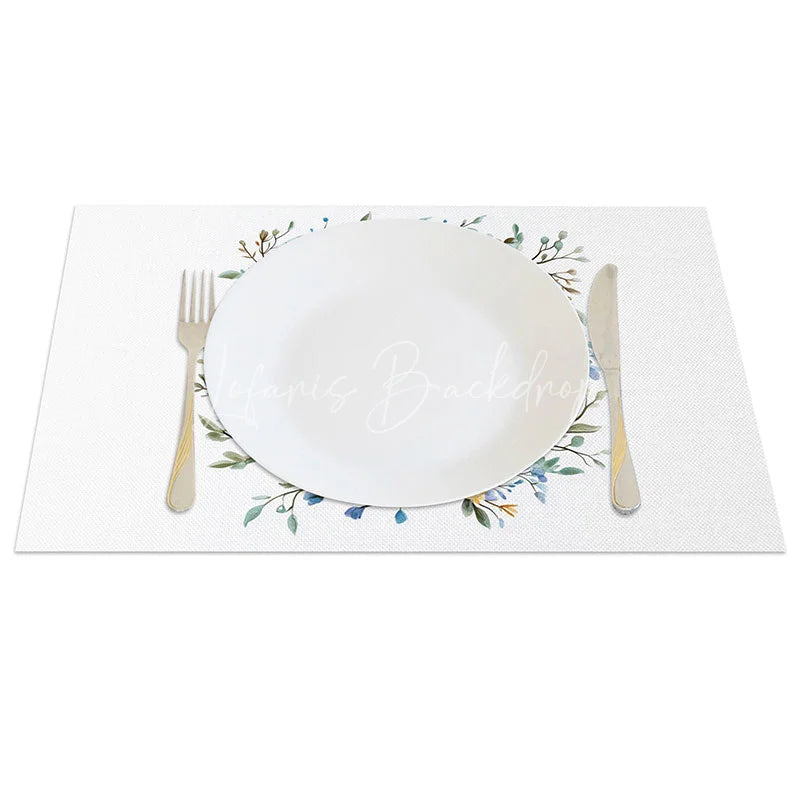 Lofaris Blue Gold Easter Egg Wreath Set of 4 Placemats Yellow Flower Spring Decoration Elegant Holiday Table Mat