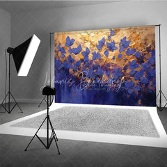 Lofaris Blue Gold Floral Fine Art Backdrop Oil Painting Style Flower Texture Background Elegant Photography Prop