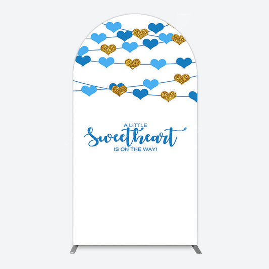 Lofaris Blue Gold Little Sweatheart Baby Shower Arch Backdrop
