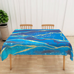 Lofaris Blue Gradient Marble Tablecloth with Faux Glitter for Elegant Modern and Luxury Party Decor
