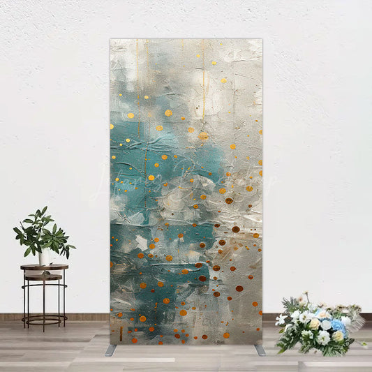 Lofaris Blue Gray Cement Wall Gold Dots Birthday Rectangle Backdrop