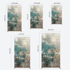 Lofaris Blue Gray Cement Wall Gold Dots Birthday Rectangle Backdrop