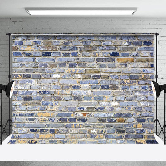 Lofaris Blue Gray Mixed Bricks Wall Photography Backdrop
