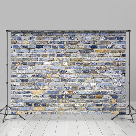 Lofaris Blue Gray Mixed Bricks Wall Photography Backdrop